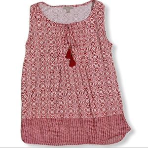 Dressbarn red & white sleeveless tunic Size L